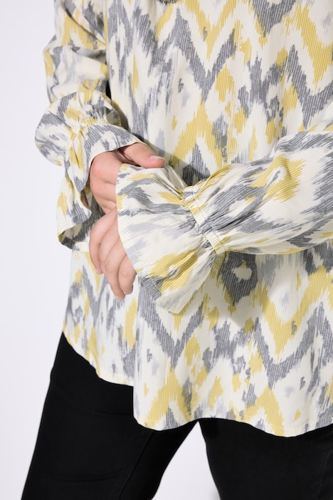 Bluse, A-Linie, Muster, Langarm mit Volant