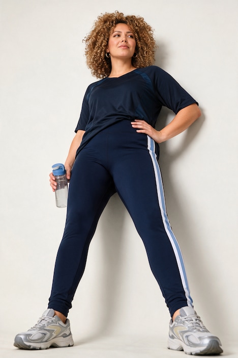 Sport-Leggings, Tight Fit, High Waist, Seitenstreifen