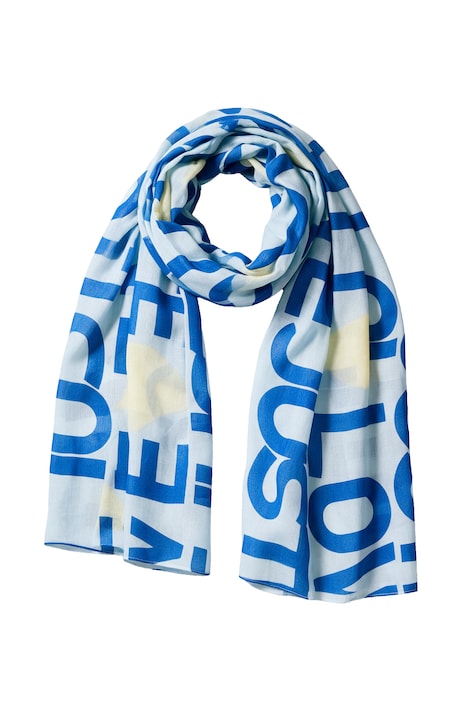 Scarf, versatile design, JUST LOVE lettering with hearts