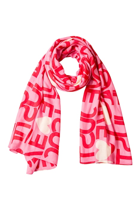 Scarf, versatile design, JUST LOVE lettering with hearts