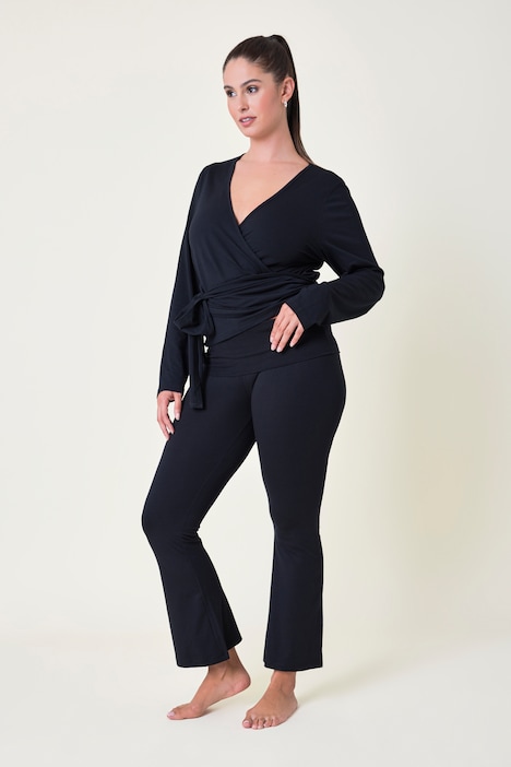 Yoga-Leggings, Skinny Fit, Schlag, Umschlagbund