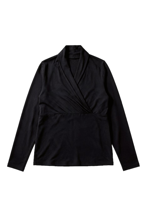 Yoga-Shirt, Slim Fit, Stehkragen, Wickeloptik