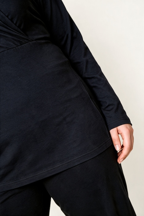 T-shirt de yoga, coupe Slim Fit, col montant et décolleté aspect cache-cœur