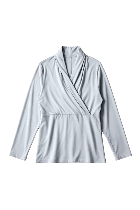 Yoga-Shirt, Slim Fit, Stehkragen, Wickeloptik