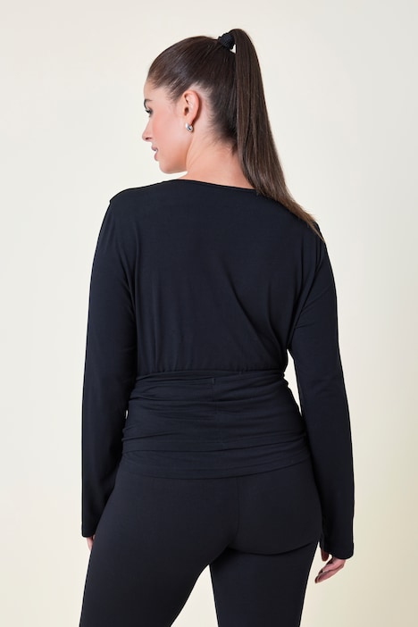 Yoga-Wickelshirt, Fitted Fit, seitliches Bindeband