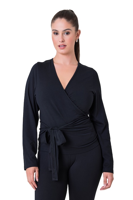 Yoga-Wickelshirt, Fitted Fit, seitliches Bindeband