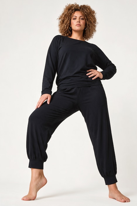 Yogahose, weite Passform, elastischer Saum, Modalmix-Jersey