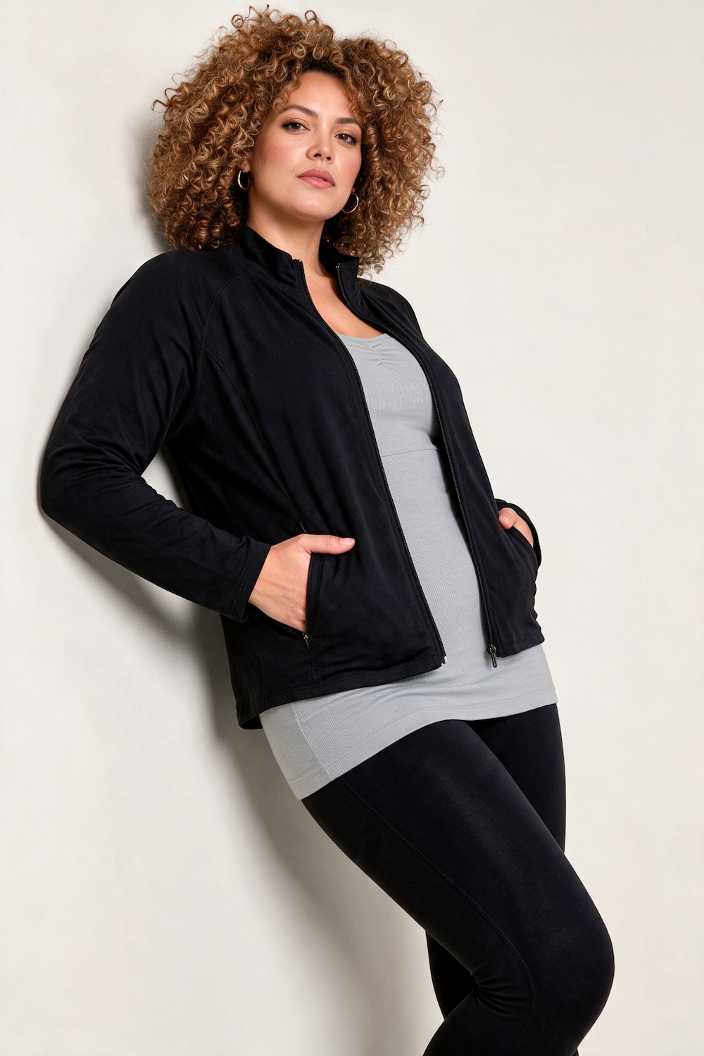 Yoga-Jacke, Fitted Fit, Stehkragen, Zipper