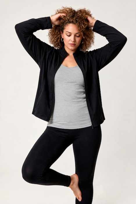 Yoga-Jacke, Fitted Fit, Stehkragen, Zipper
