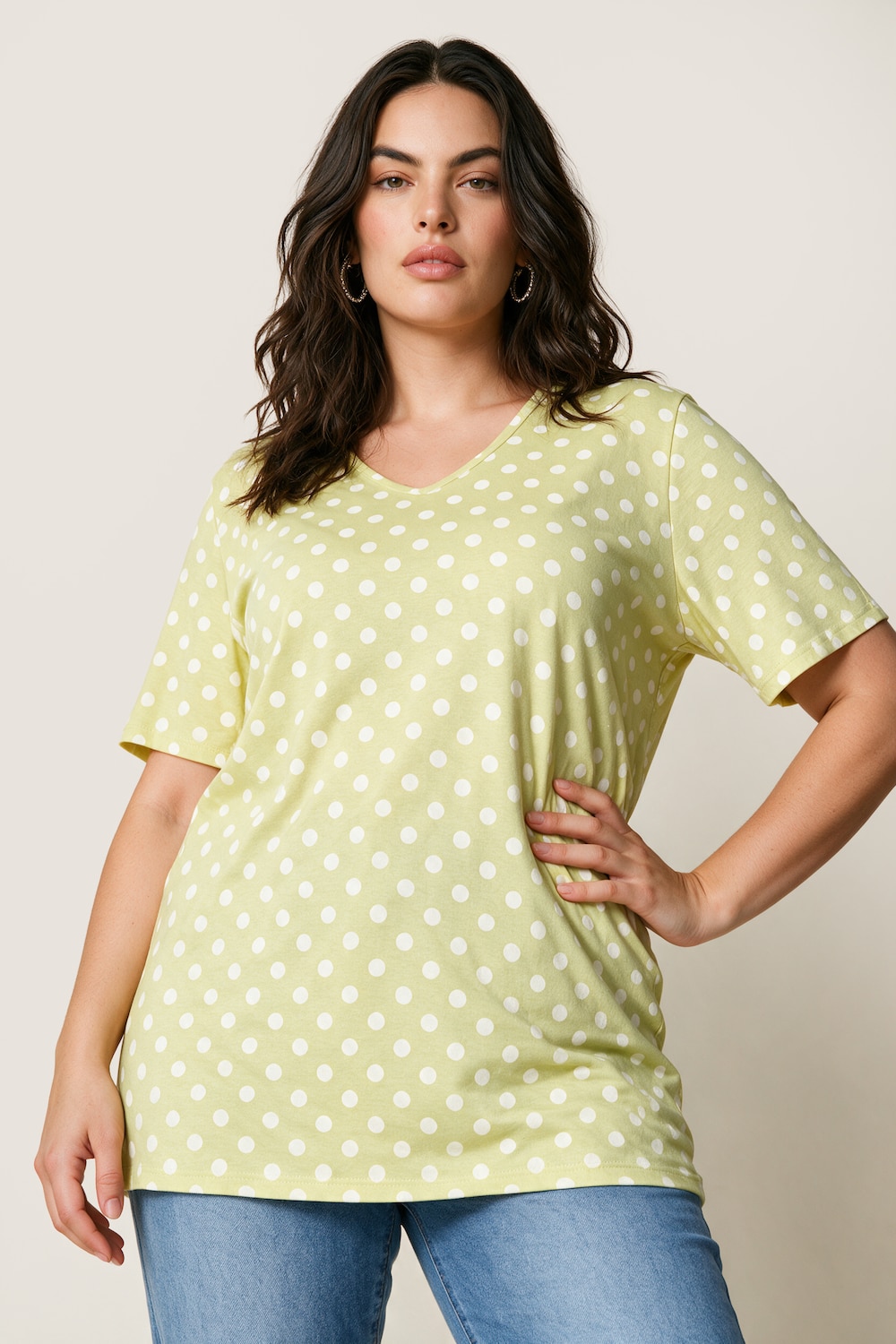 T-Shirt, Relaxed Fit, Punkte, Seitenschlitze