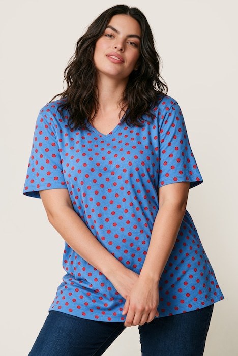 T-Shirt, Relaxed Fit, Punkte, Seitenschlitze
