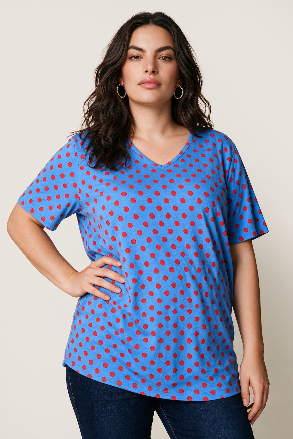 T-Shirt, Relaxed Fit, Punkte, Seitenschlitze