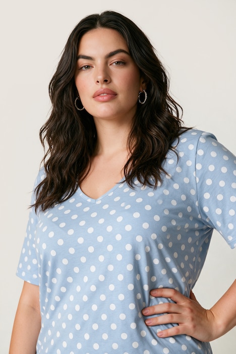 T-Shirt, Relaxed Fit, Punkte, Seitenschlitze