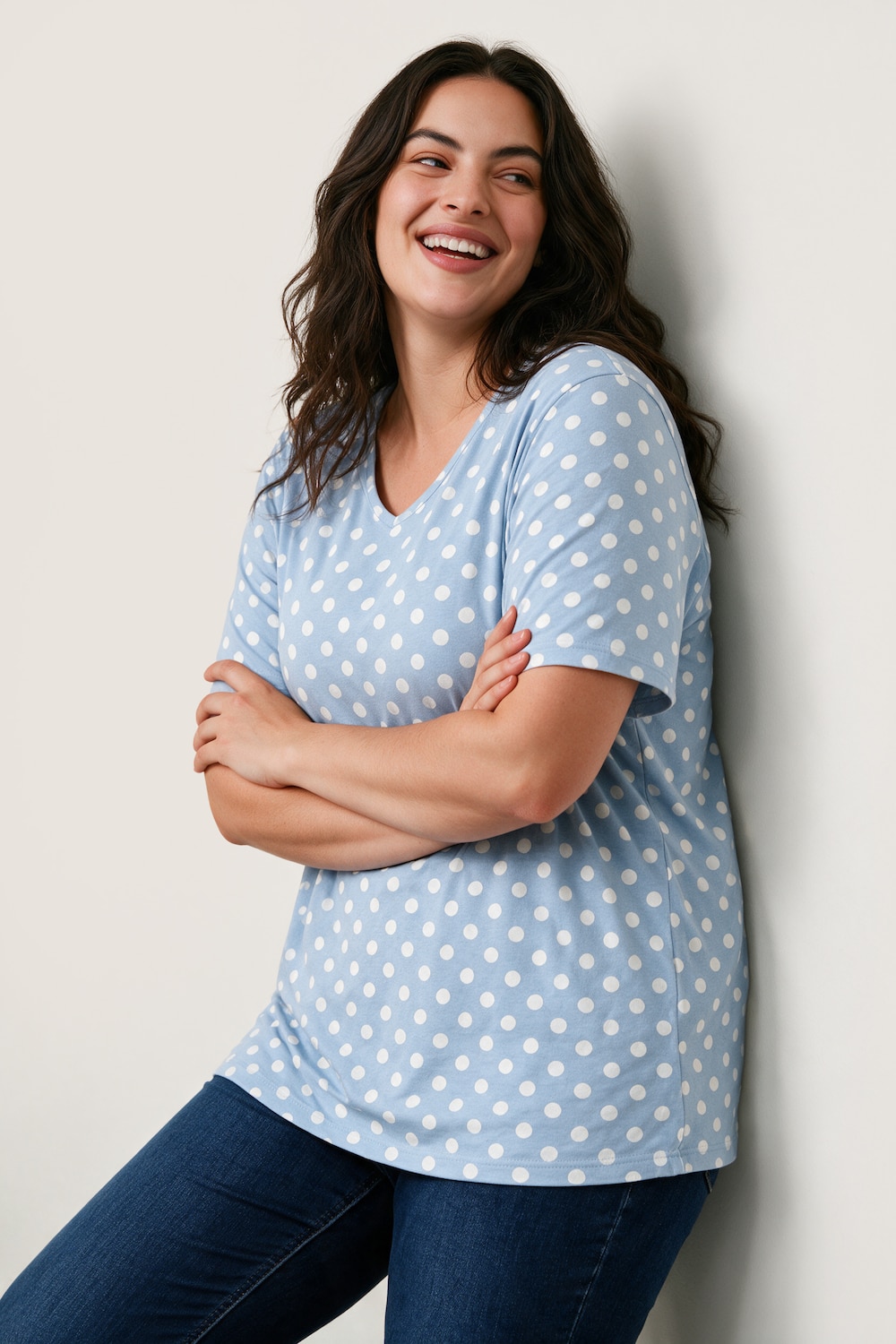 T-Shirt, Relaxed Fit, Punkte, Seitenschlitze