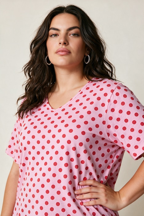 T-Shirt, Relaxed Fit, Punkte, Seitenschlitze