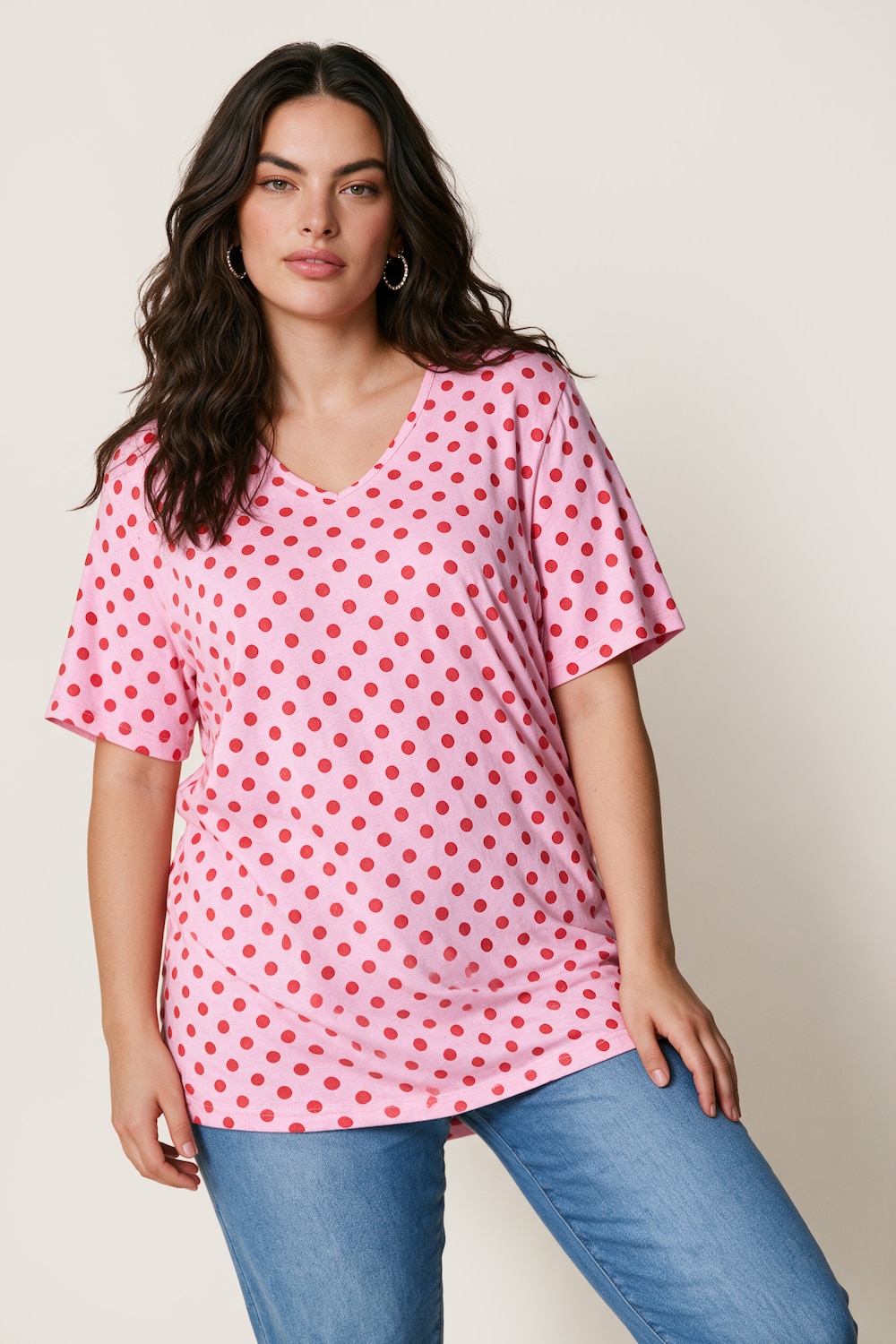 T-Shirt, Relaxed Fit, Punkte, Seitenschlitze