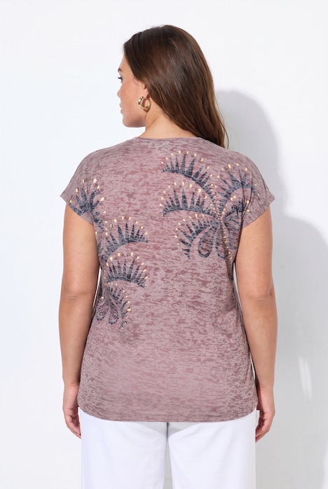 T-Shirt, Flammjersey, V-Ausschnitt, Halbarm