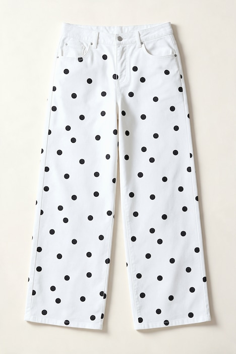 Jeans Mary, weites Bein, Polkadots, 5-Pocket