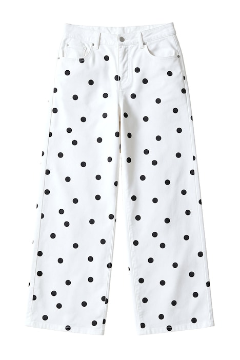 Jeans Mary, weites Bein, Polkadots, 5-Pocket