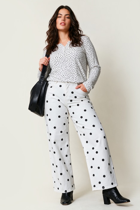 Jeans Mary, weites Bein, Polkadots, 5-Pocket