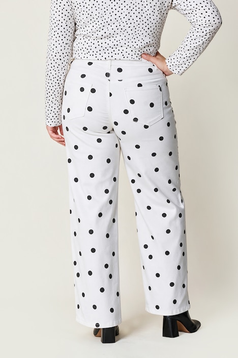 Jeans Mary, weites Bein, Polkadots, 5-Pocket