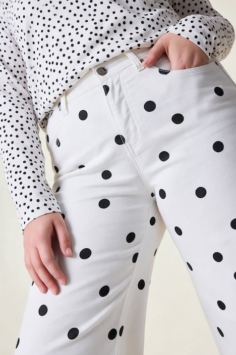 Jeans Mary, weites Bein, Polkadots, 5-Pocket