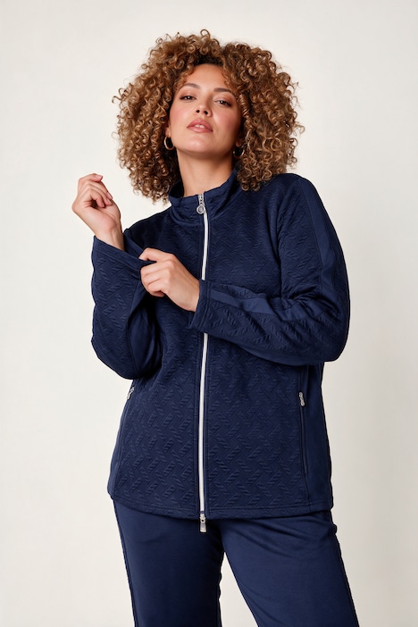 Veste en molleton coupe Slim Fit, matière extensible avec motif gaufré, fermeture zippée à double sens