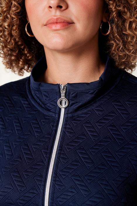 Veste en molleton coupe Slim Fit, matière extensible avec motif gaufré, fermeture zippée à double sens