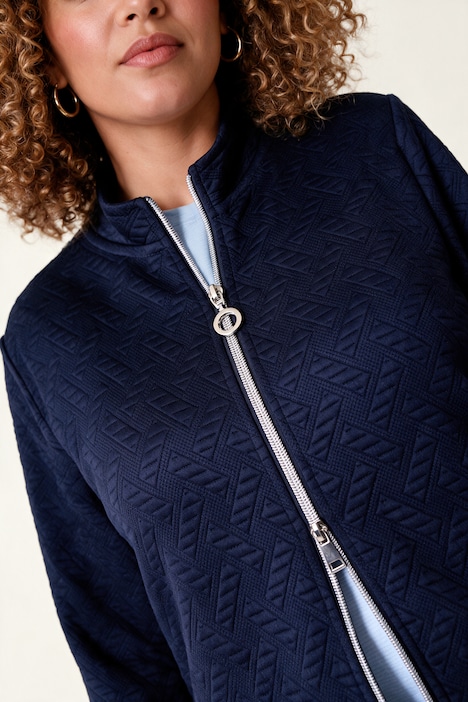 Veste en molleton coupe Slim Fit, matière extensible avec motif gaufré, fermeture zippée à double sens