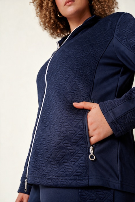 Veste en molleton coupe Slim Fit, matière extensible avec motif gaufré, fermeture zippée à double sens