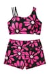 Bikini à fleurs, bonnets souples, trois bretelles, matière recyclée