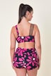 Bikini à fleurs, bonnets souples, trois bretelles, matière recyclée
